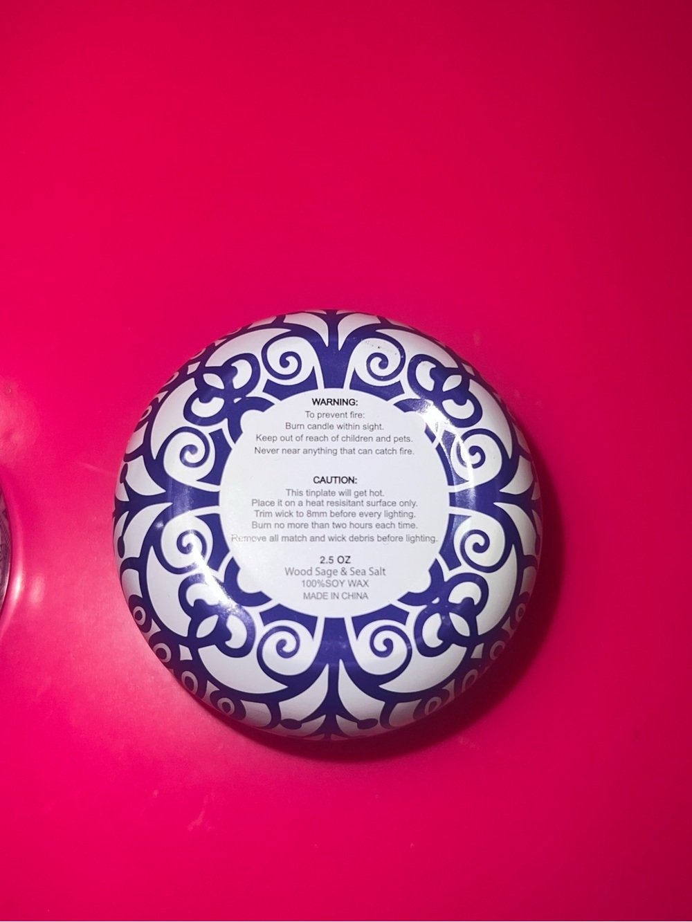 Decorative White Blue Mandala Design Soy Candles 2 - Picture 4 of 4